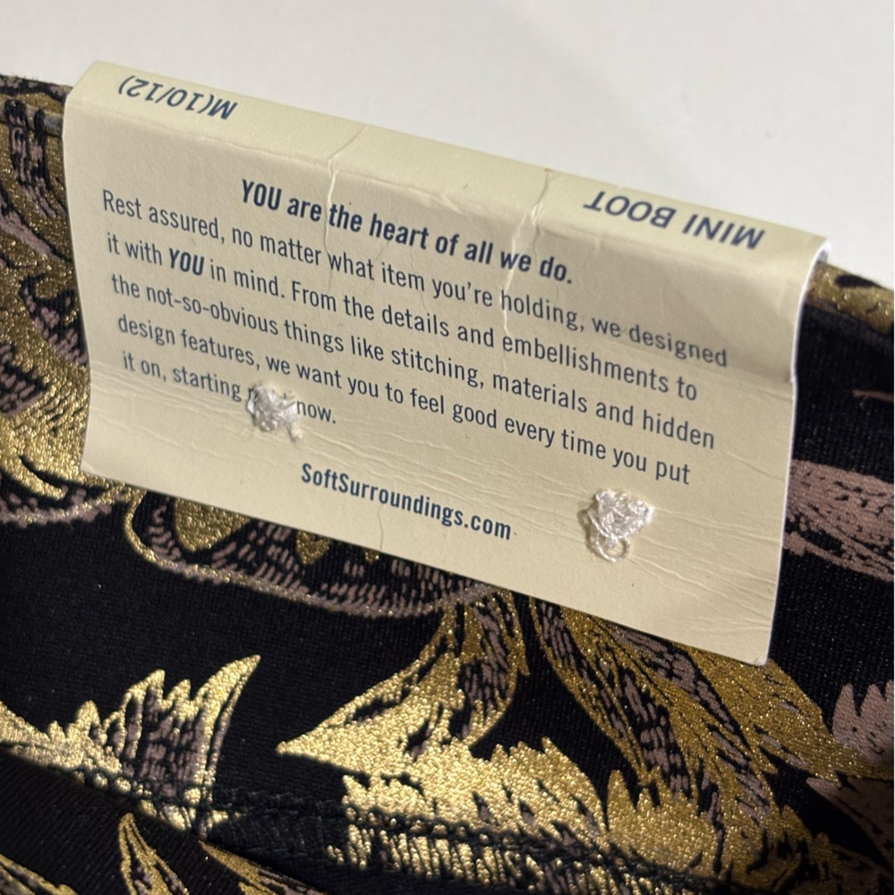 Soft Surroundings Mini Bootcut Gold Metallic Floral Pants NWT Size Medium - Picture 6 of 9